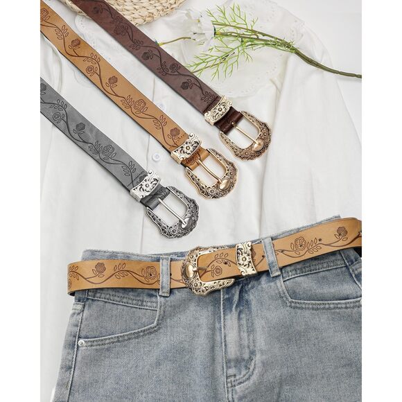 Vintage Ladies Western Belt For Women, Adjustable Cowboy Cowgirl Brown Belts🐱 - Picture 5 of 6